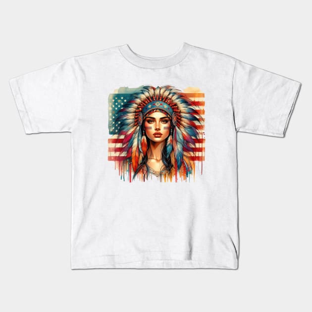 Native American, Beauty, Sunset, Wíiyaya | Catsie Cat Kids T-Shirt by Catsie Cat